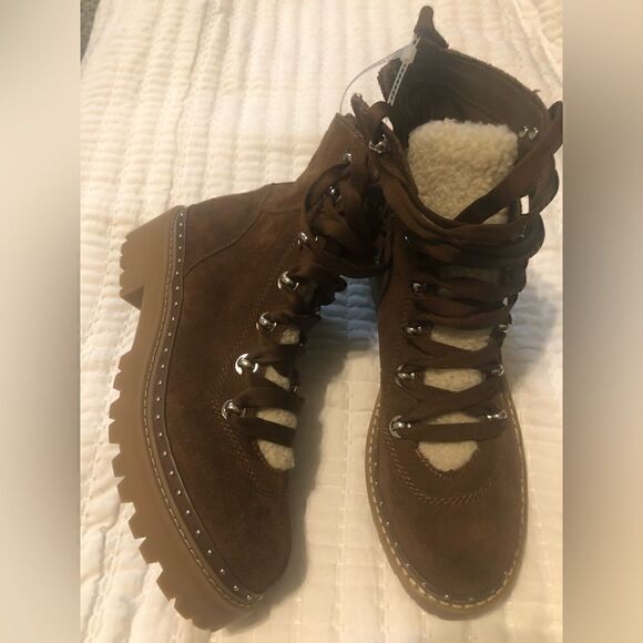 STEVE MADDEN 100% Suede Thermoplastic Elastomers Ankle Boot Lug Sole - Picture 4 of 4